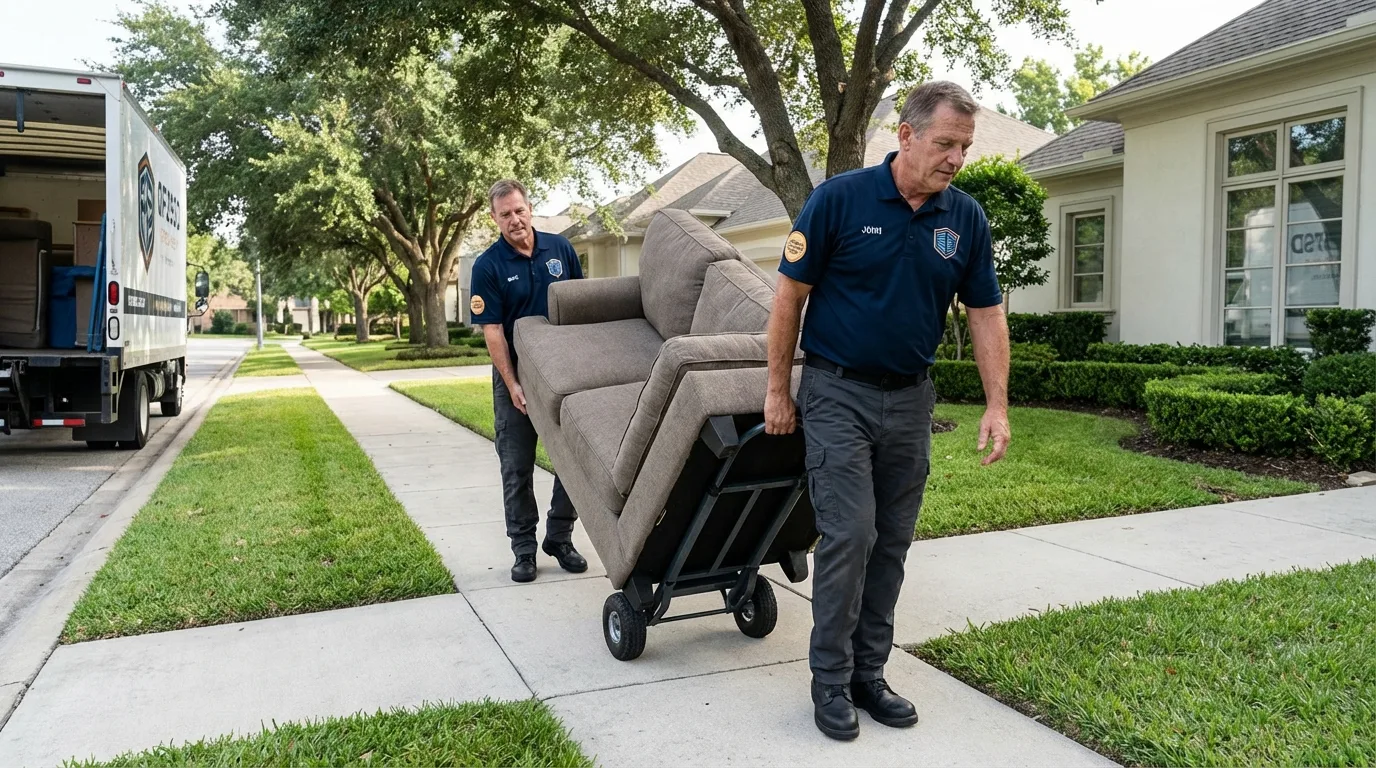Local residential moving crew loading furniture in Brunswick, NC